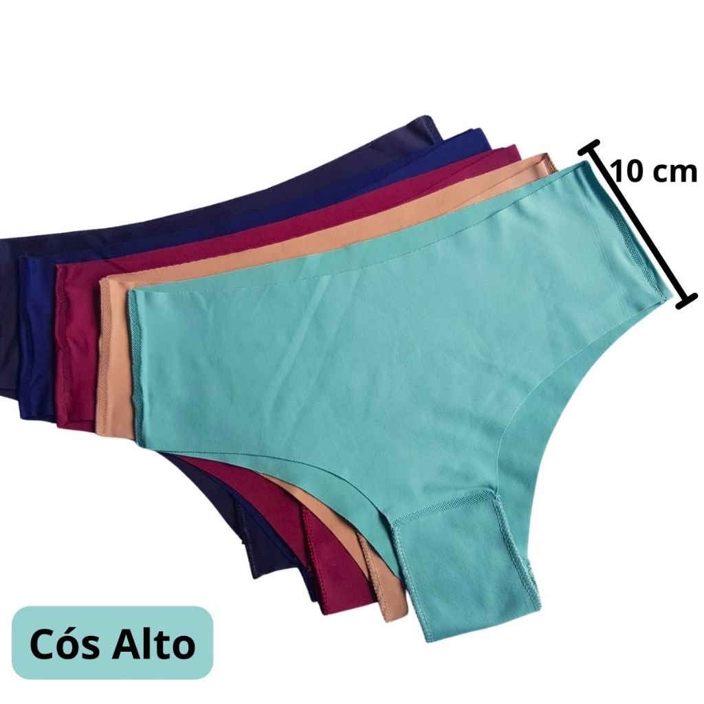 Kit 5 Calcinhas CÓS ALTO Sem Costura Corte A Laser Não Marca - Cos Mamut