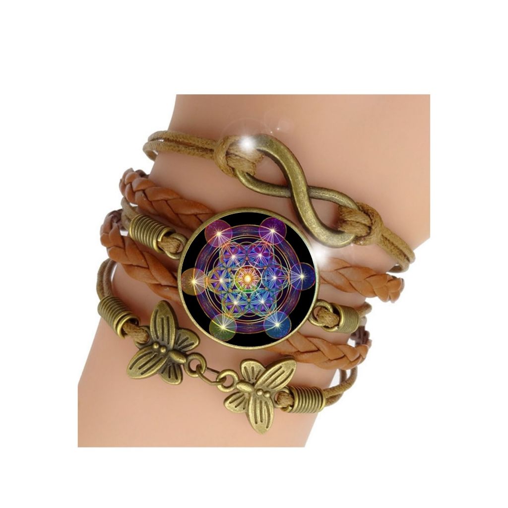 Pulseira Feminina Cubo de Metatron Geometria Sagrada Ajustável