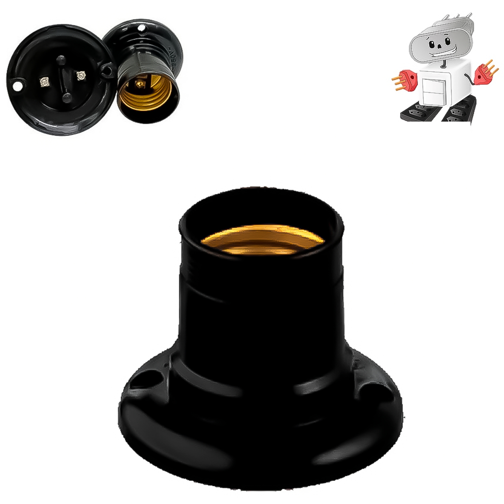 Kit Jogo 12 Soquetes Tipo Bocal Fixo Em PVC De Teto Para Lâmpadas E-27 Preto em Oferta na Shopee
