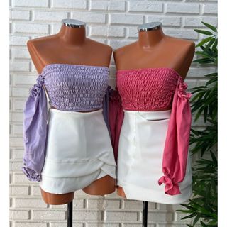 Cropped Rebeca Elastec Manga Longa