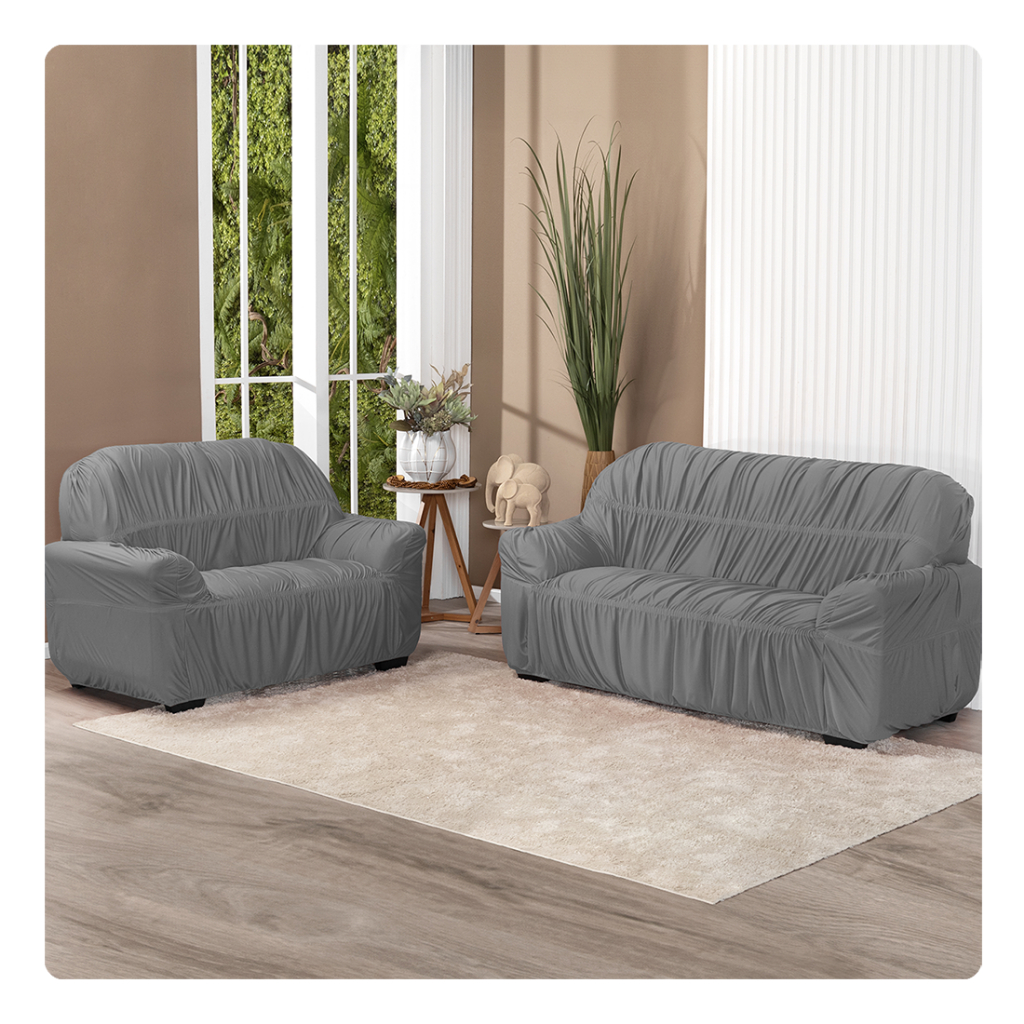 Capa De Sofá 21 Elásticos 3 E 2 Lugares Malha Gel Decoração Para Sala
