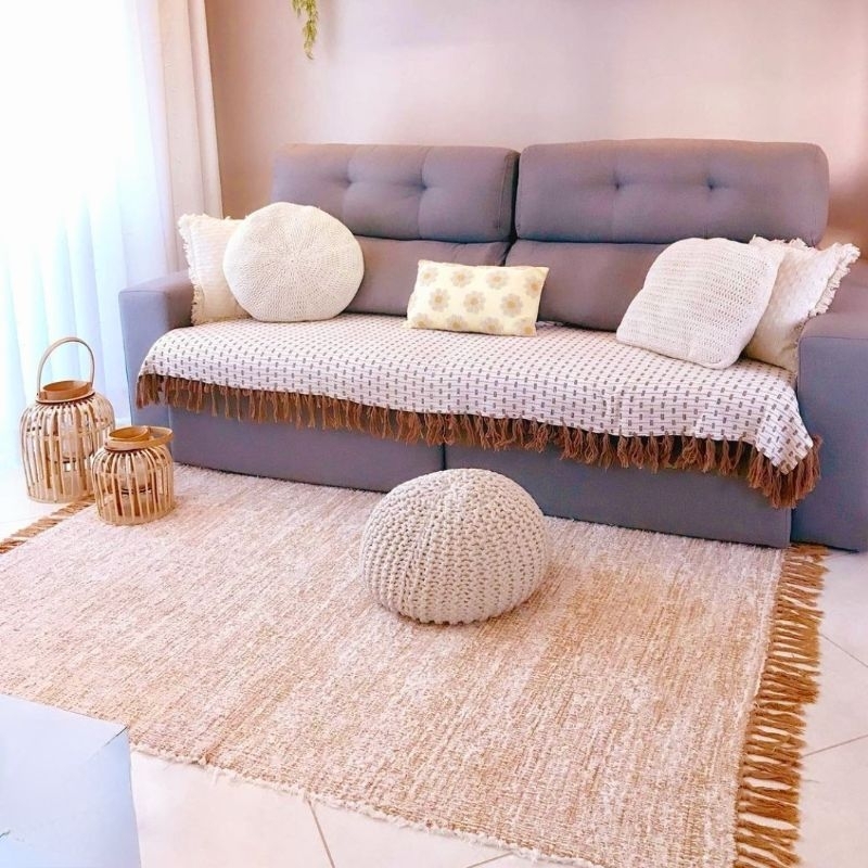 Tapete Para Sala Escritorio Quarto 200x300 Marrom com Franja Pelo Baixo Curto Algodao Super Macio Decoraçao Minimalista Rustica Moderna Ideia Presente Mae Esposa Mulher Madrasta