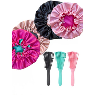 Touca de Cetim Dupla Face Ajustável + Escova Polvo em Oferta na Shopee