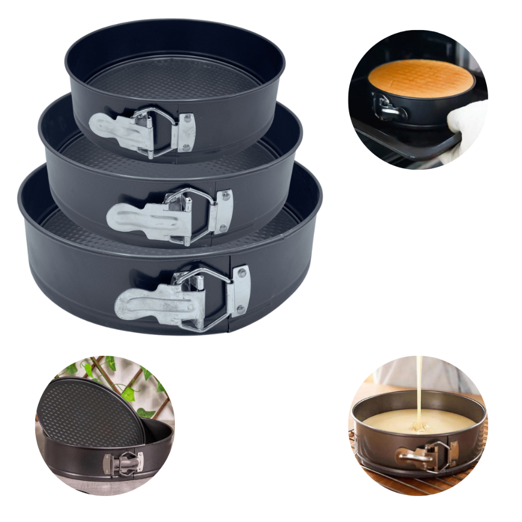 Kit 3 Formas com Fundo Removível Antiaderente para torta Bolo