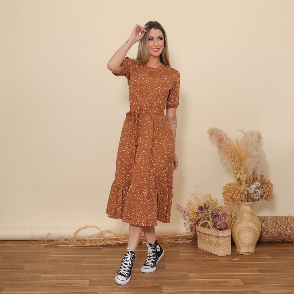 Vestido Aura Faixa Babado