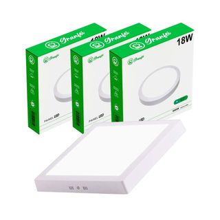 kit 3 Luminária Painel Plafon Led Sobrepor Embutir Quadrado Redondo Branco Frio Quente Neutro 12-24W