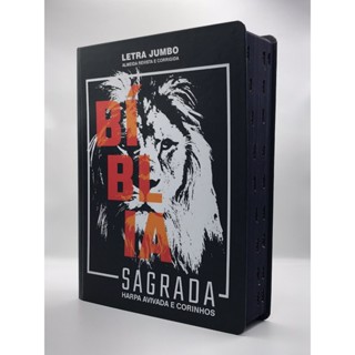 Bíblia Sagrada Letra Jumbo Com Harpa e Corinhos Leão branco em Oferta na Shopee