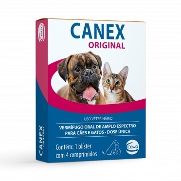 Vermifugo Canex Original Caixa C/ 4 comprimidos para Pet Cães Cachorro e Gato  - Dose Unica em Oferta na Shopee