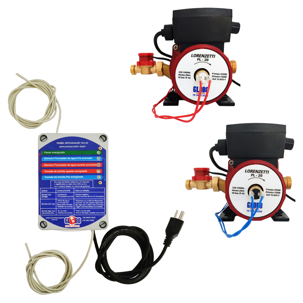 Pressurizador Duplo Agua Quente Fria 20mca Lorenzetti Pl20