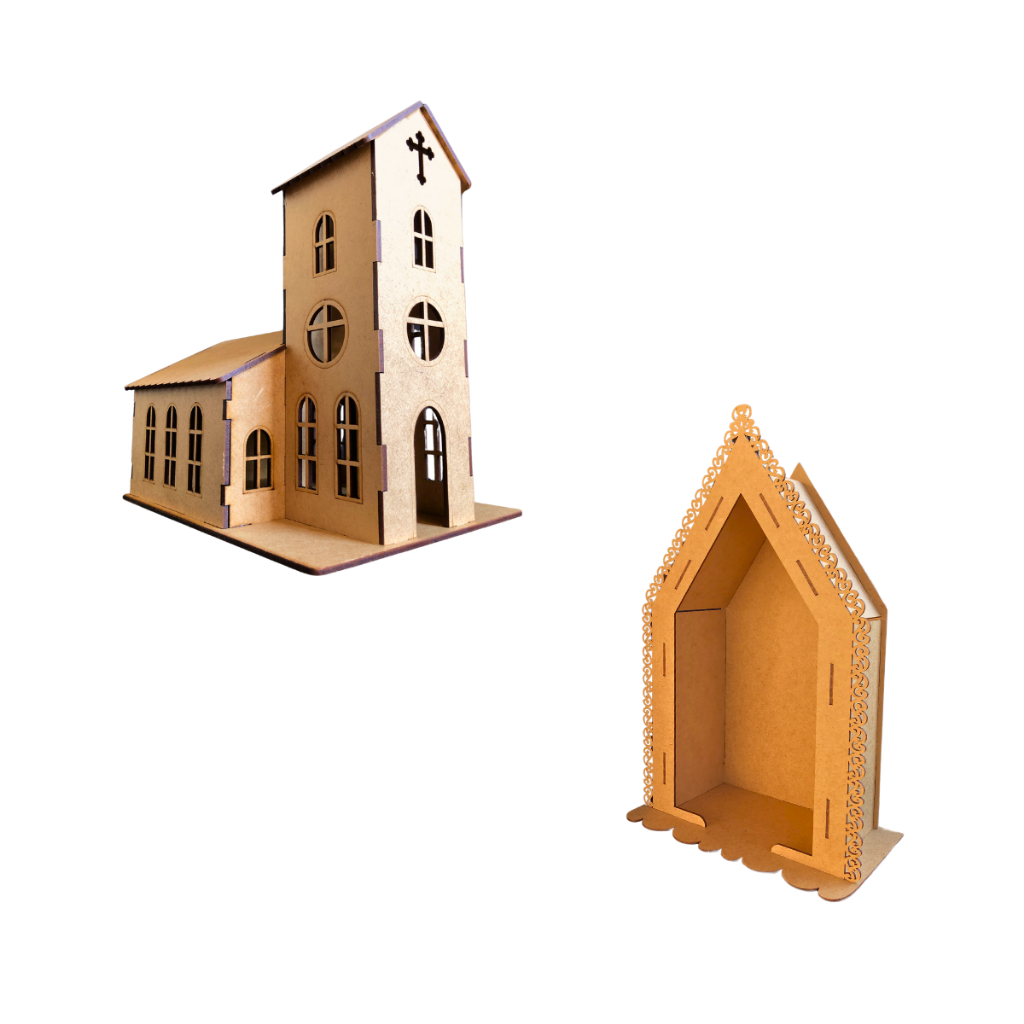 miniatura de igrejinha mini igrejinha em mdf e brinde capela oratório para imagem religiosa