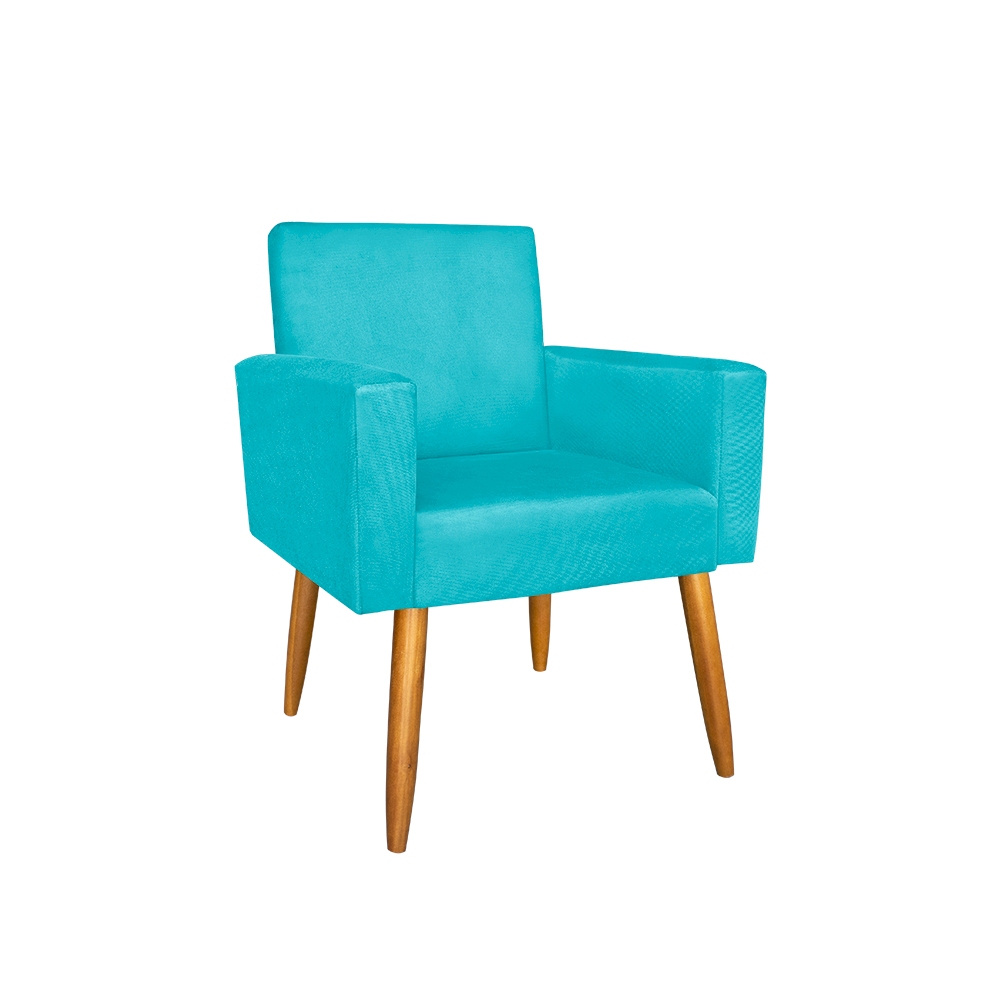 Poltrona Nina Decorativa - Consultório - Escritório -  Quarto Cor Azul Turquesa