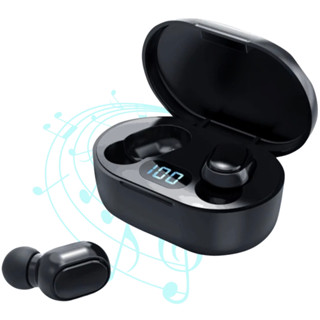 Fone De Ouvido Bluetooth 5.0 Sem Fio TWS Microfone com case e LED Preto Moderno compatível com todos celulares