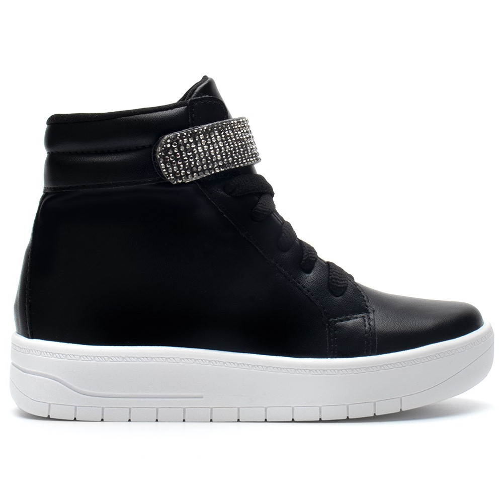 Tênis Infantil Menina Fashion Casual Cano Alto Tira Strass Moda