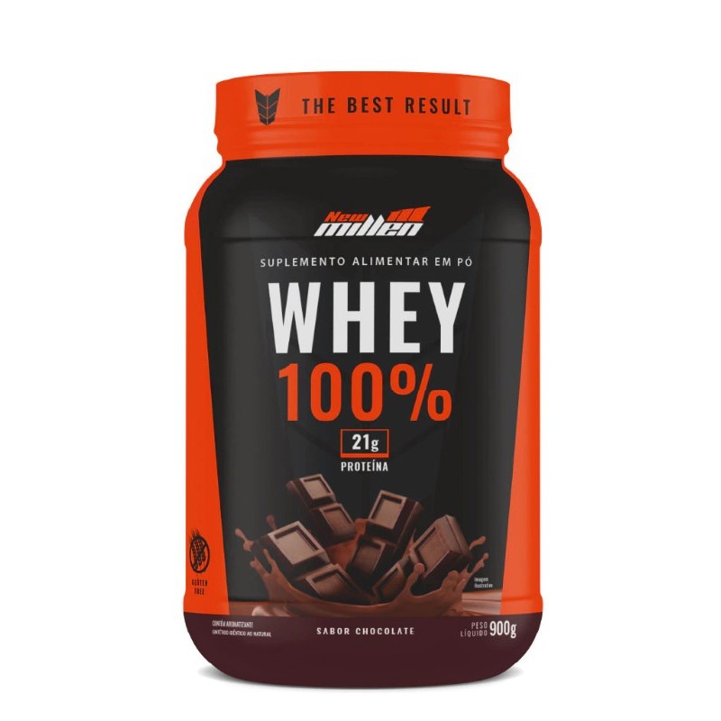 Lançamento Whey Protein 100% New Millen 900g Sabor: CHOCOLATE - Ganho de Massa Emagrecimento Sabor Maravilhoso