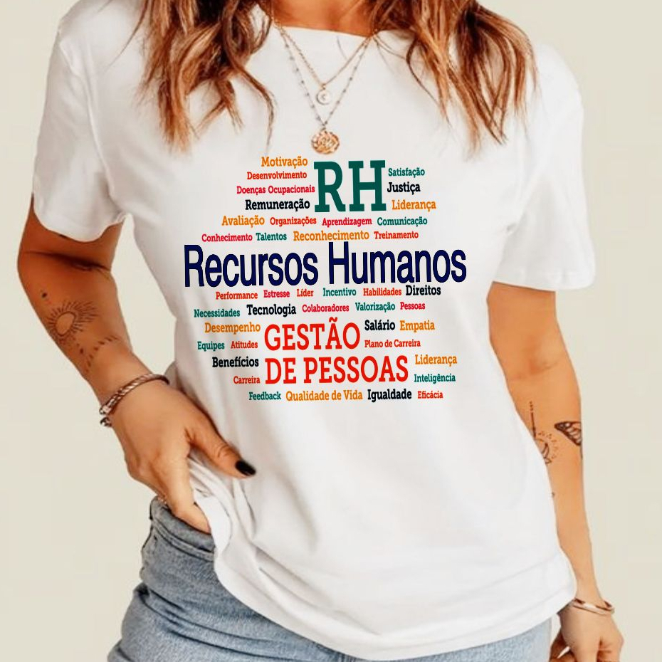 tshirt blusa gestor de recursos humanos, babylook profissão rh, plus size profissões