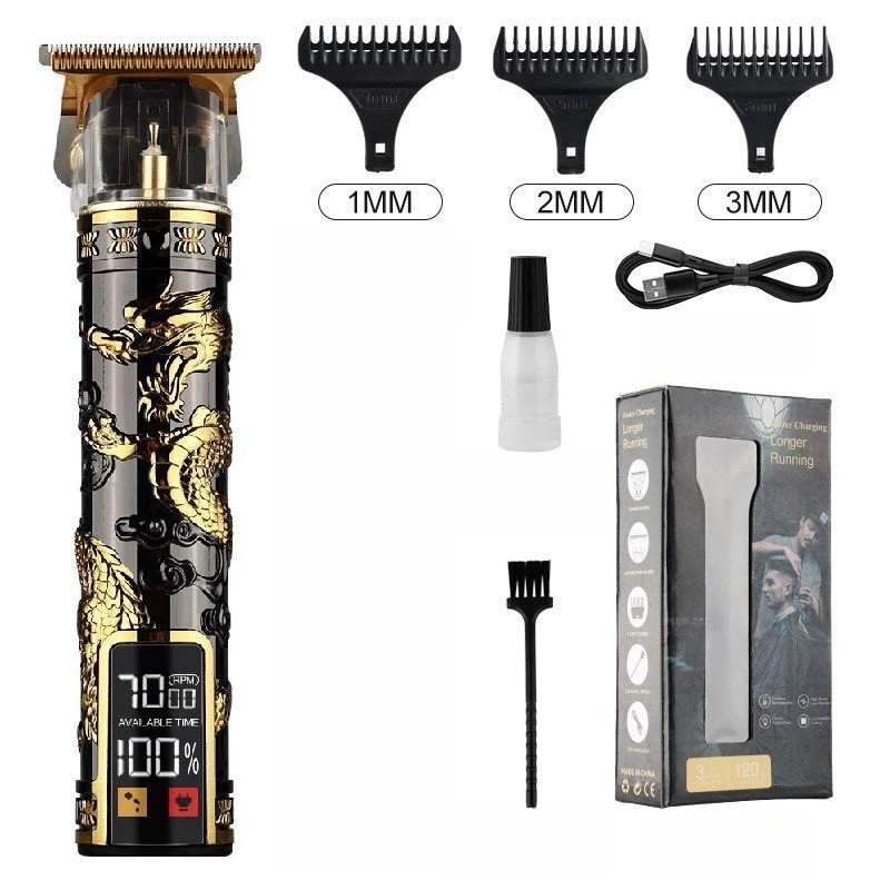 Máquina De Cortar Cabelo Barba Profissional Com Led Barbeador E Cortador Digital C/ Display Lançamento-K5