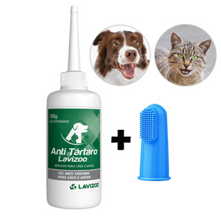 Kit Removedor De Tartaro Anti Tartaro E Escova Dedal Para Caes E Gatos em Gel 100gr em Oferta na Shopee