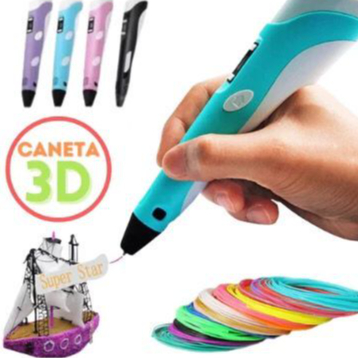 Caneta 3D Impressora Manual Infantil e Adulto Com Filamentos DIY Filamento Plastico ou ABS Tela LCD Desenho 3D Seguro Para Criancas