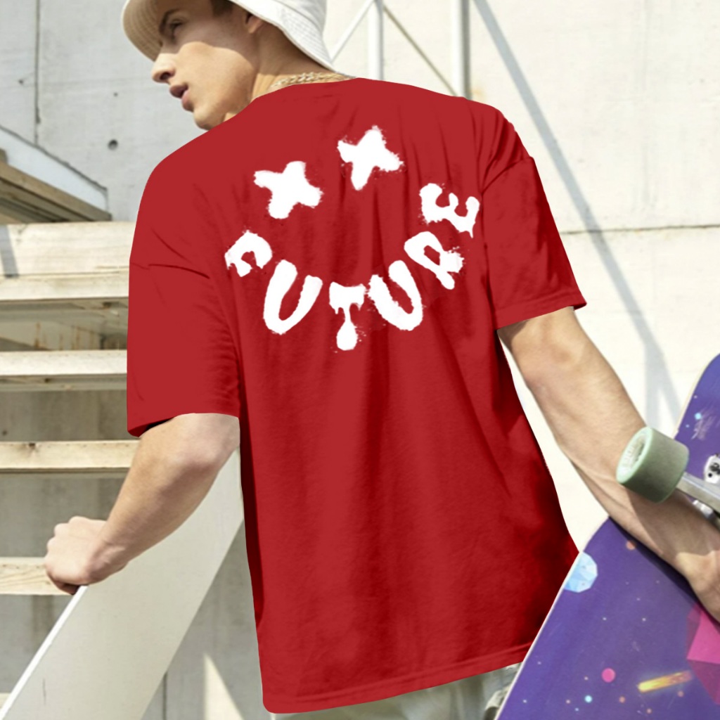 Blusa Oversized Vermelha Básica Masculina Estilosa Estampada Camiseta Manga Curta Aesthetic Confort