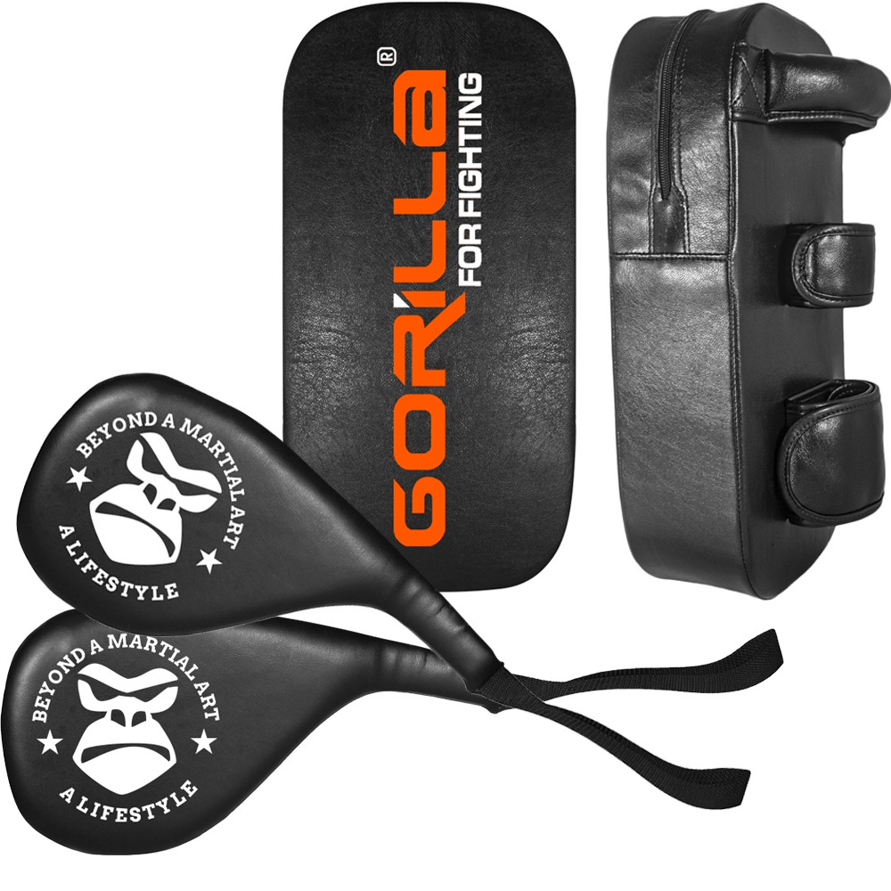 Gorilla KIT Profissional Aparador De Chute Leve + Raquete De Chute Taekwondo Muay Thai Karate