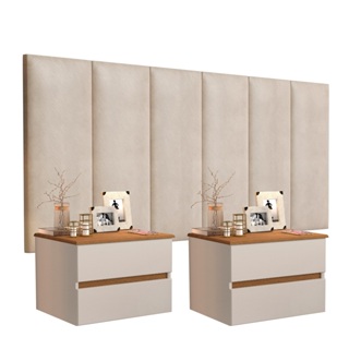 Conjunto 2 Mesas de Cabeceira Suspensas Tóquio  + Cabeceira Para Cama Box Casal Queen em Oferta na Shopee