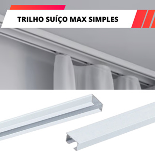 Trilho Alumínio Suíço Max Simples Cortina Branco Cortineiro Varão 1,5m/2m/2,5m/3 Metros/3,5m/4m/5m/6 em Oferta na Shopee