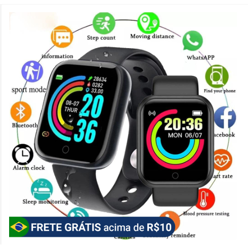 Relogio Smartwatch Smart Bracelet D20 Plus Relógio inteligente para Android e IOS em Oferta na Shopee