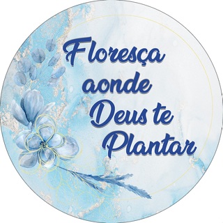 Painel De Festa Redondo Em Tecido - Floresça Onde Deus Te Plantar Azul 029 em Oferta na Shopee