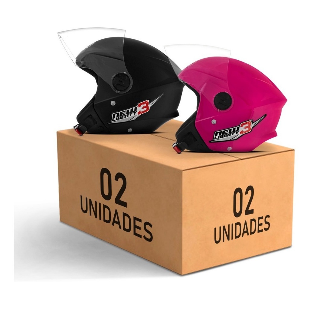 Kit 2 Capacetes Moto Aberto Feminino Masculino Pro Tork New Three Combo Casal Homem Mulher Motoboy