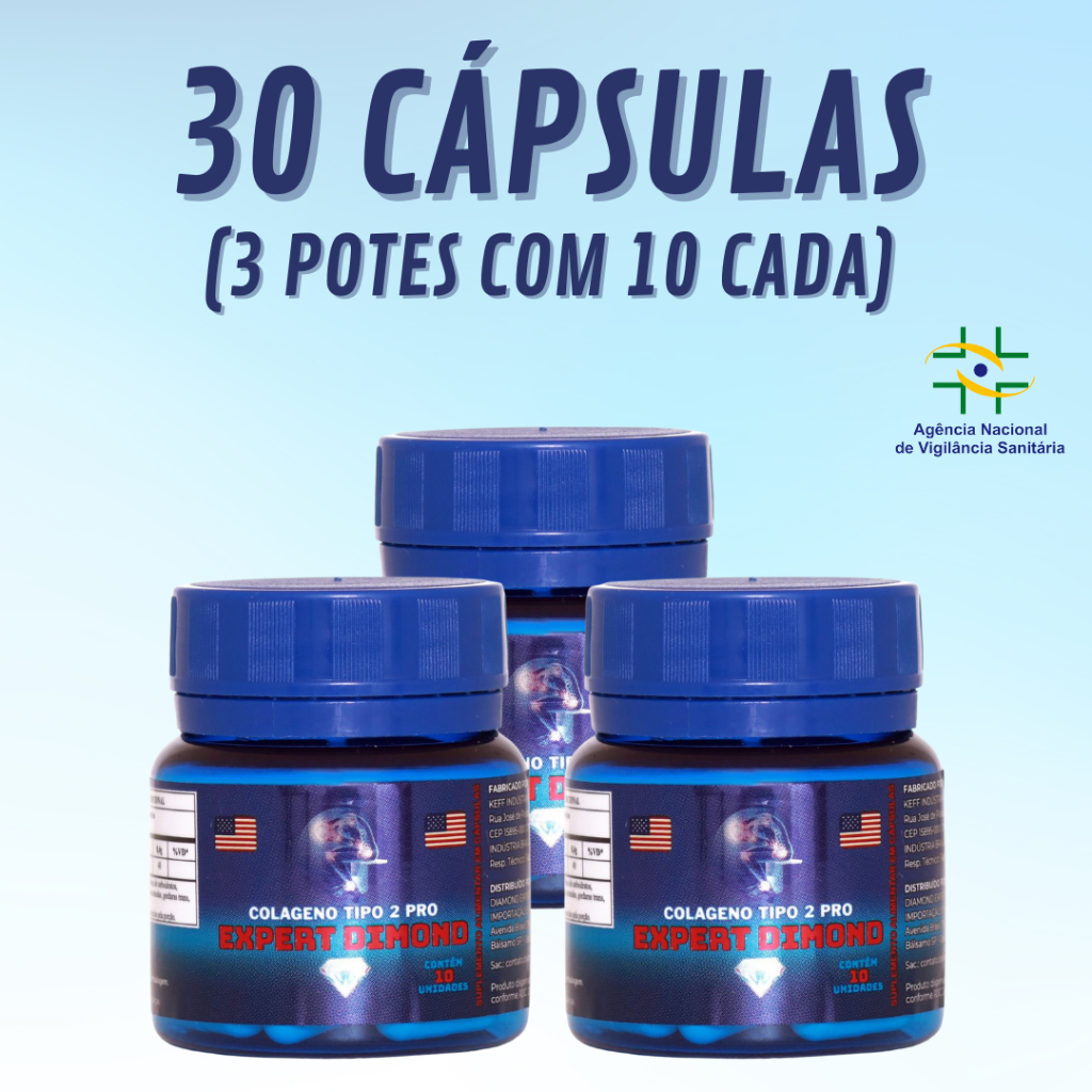Colágeno Tipo 2 Pró Importado Eua - 3 potes Expert Dimond - 30 caps - 100% ORIGINAL em Oferta na Shopee