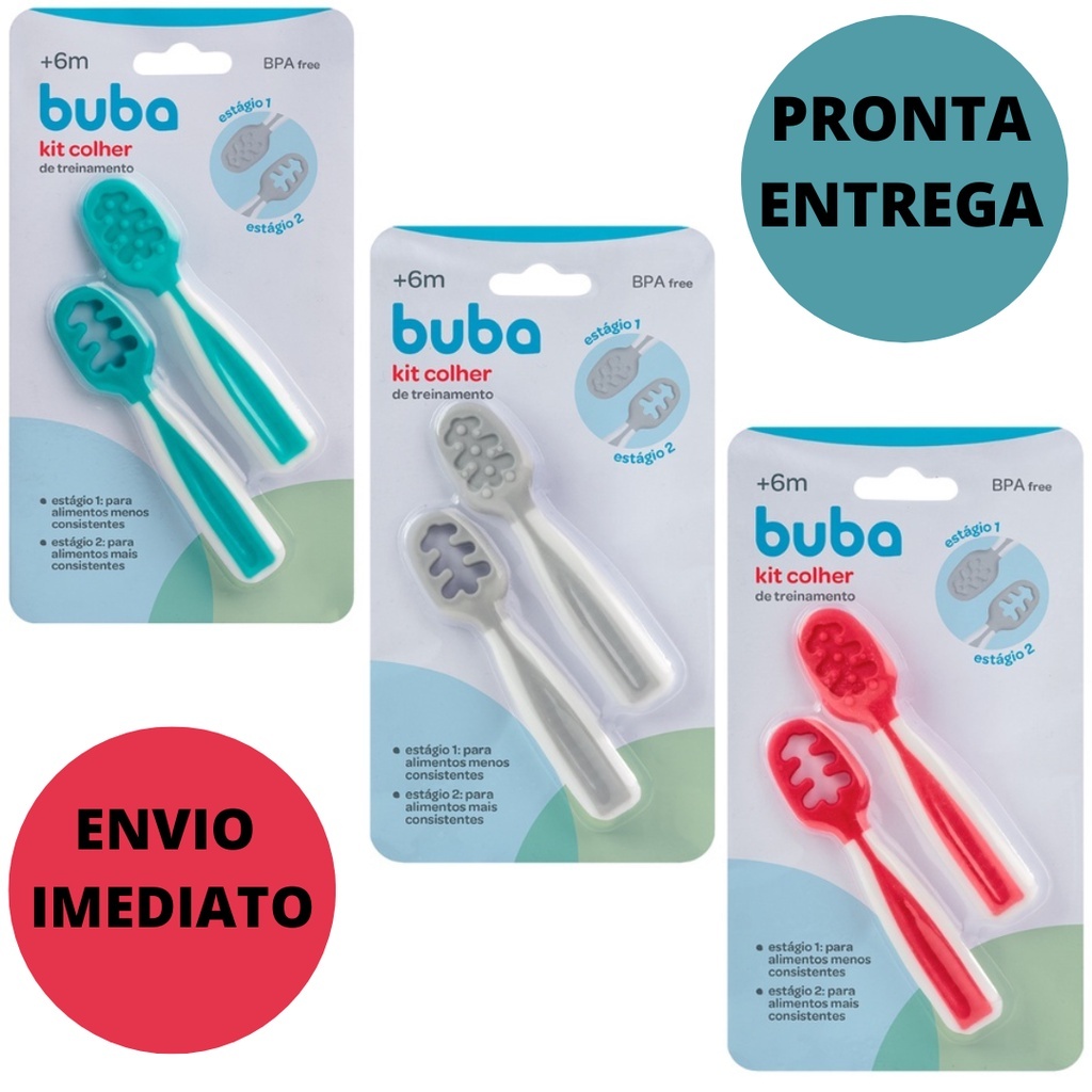 Kit 2 Colheres de Treinamento para Bebês Buba - Introdução Alimentar com Dois estágios