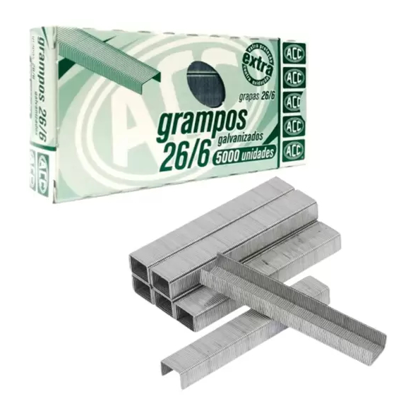 Caixas Grampo ACC Galvanizado 26/6 CX C/5000. em Oferta na Shopee