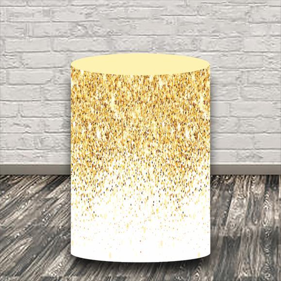 Capas Para Cilindro Decorativo Ano Novo Branco Dourado Festa Evento Fotografia Malha Tecido Sublimado