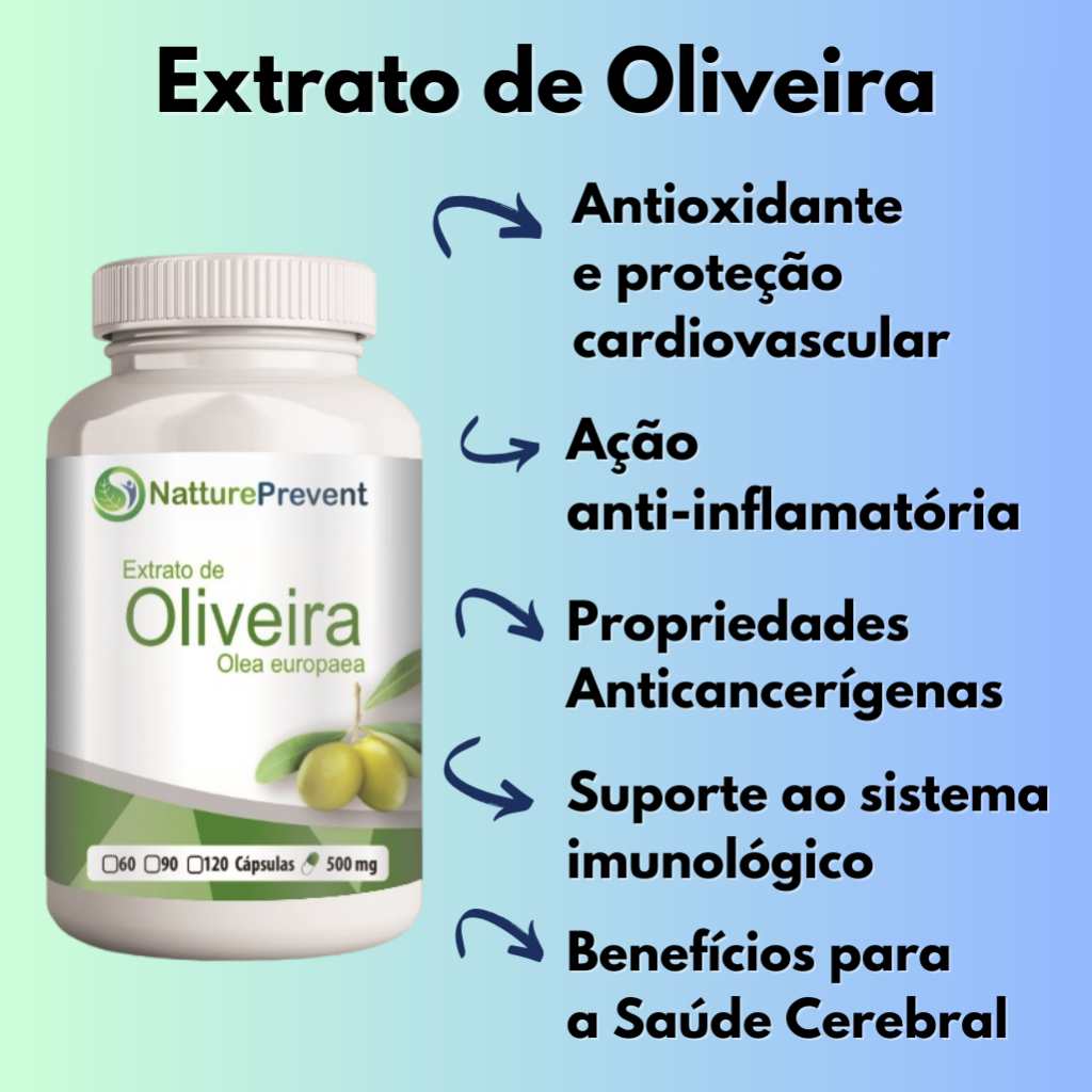 Extrato de Oliveira 60 / 90 / 120 Cápsulas 500mg - suplemento alimentar natural