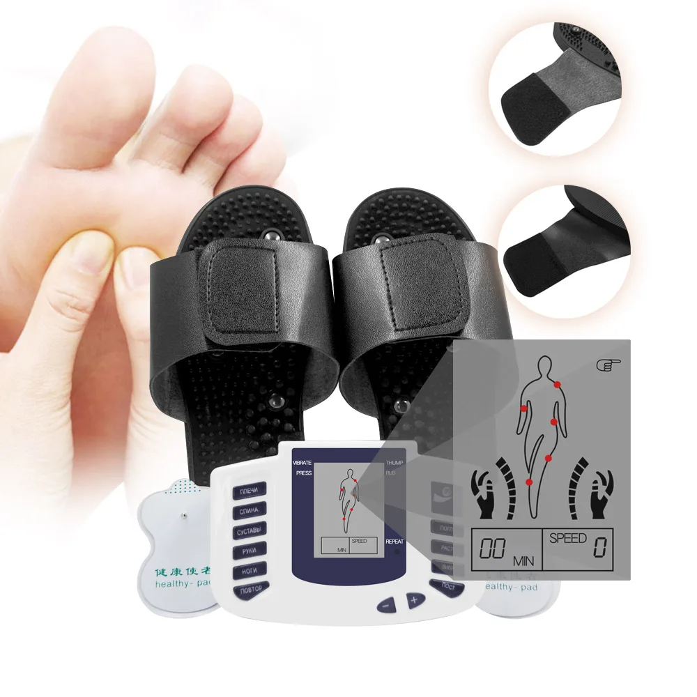 Aparelho de Massagem Terapia Tens Fes Fisioterapia Eletrochoque 8 Adesivos + Chinelo em Oferta na Shopee