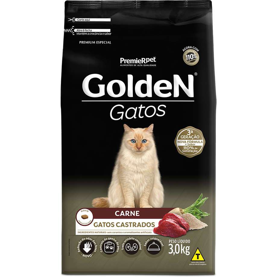 Ração Golden Gato Castrado Carne e Arroz 10,1 kg