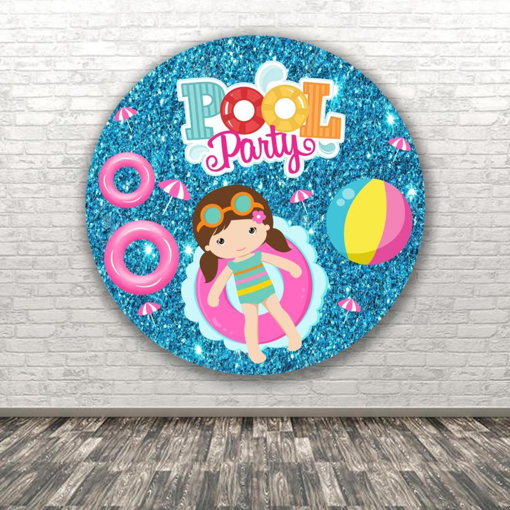 Painel Redondo Tematico Pool Party Festa Na Piscina Menina Aniversario Menino Festa Tecido Malha Sublimado Evento em Oferta na Shopee