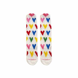Meia Infantil Corações Coloridos — Meia Cano Alto Colorida para Criança em Oferta na Shopee