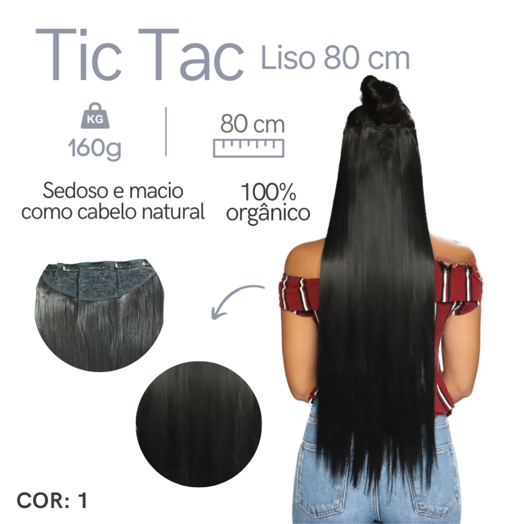 Aplique Tic Tac Liso Weng Para Alongamento Idêntico Ao Humano 80Cm