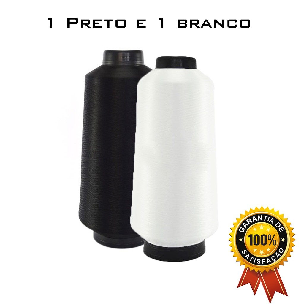 Fio Para Overlock 100% Poliester  KIT 2 Cones Branco e Preto - Wlamar em Oferta na Shopee
