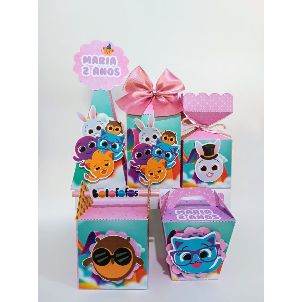 Kit Festa -  Lembrancinhas Personalizada Bolofofos Menina - Caixinhas Personalizadas - Papelaria Personalizada
