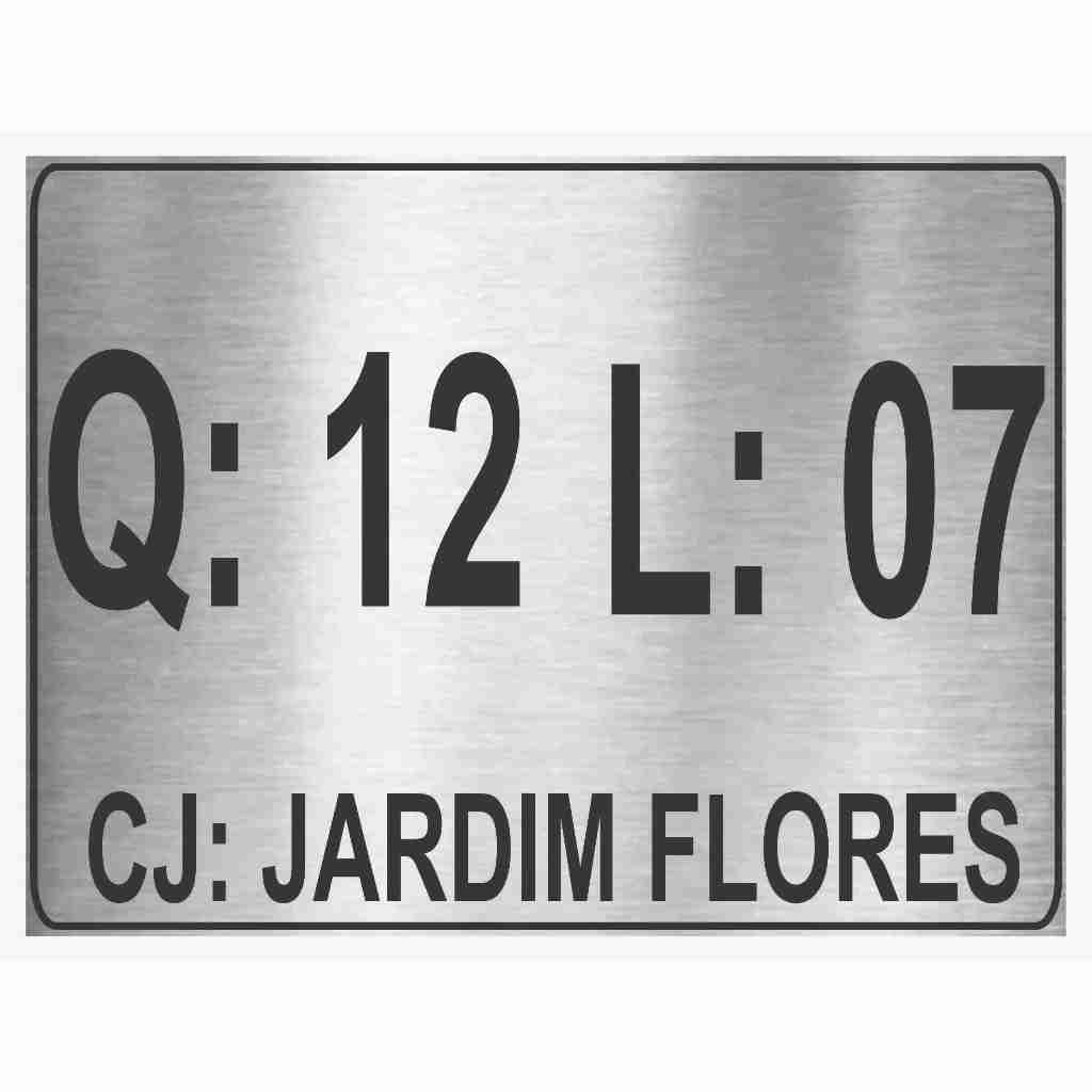 Placa Endereço Residencial Casa Condomínio AÇO INOX 20X15CM.