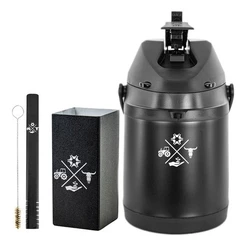 Kit Tereré Copo Bomba Garrafa Térmica Preto 2.5l - Agro