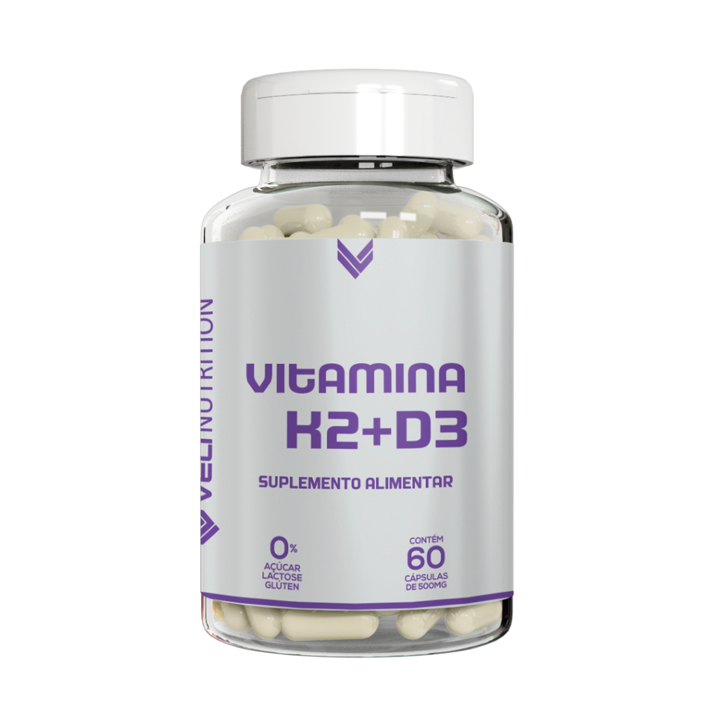 Vitamina K2 Mk7 Menaquinona + Vitamina D3 Veli Nutrition 60 Cápsulas