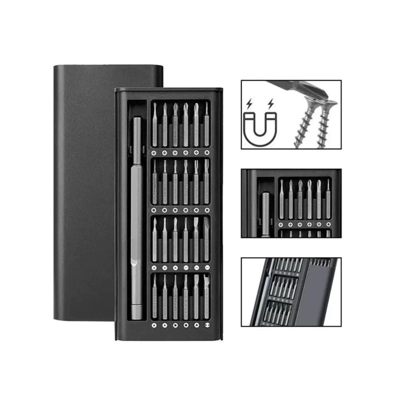 Kit Jogo Ferramenta Chave Magnética Precisão 24 Peças Reparos Compatível - Celular Iphone Android Videogame Xbox