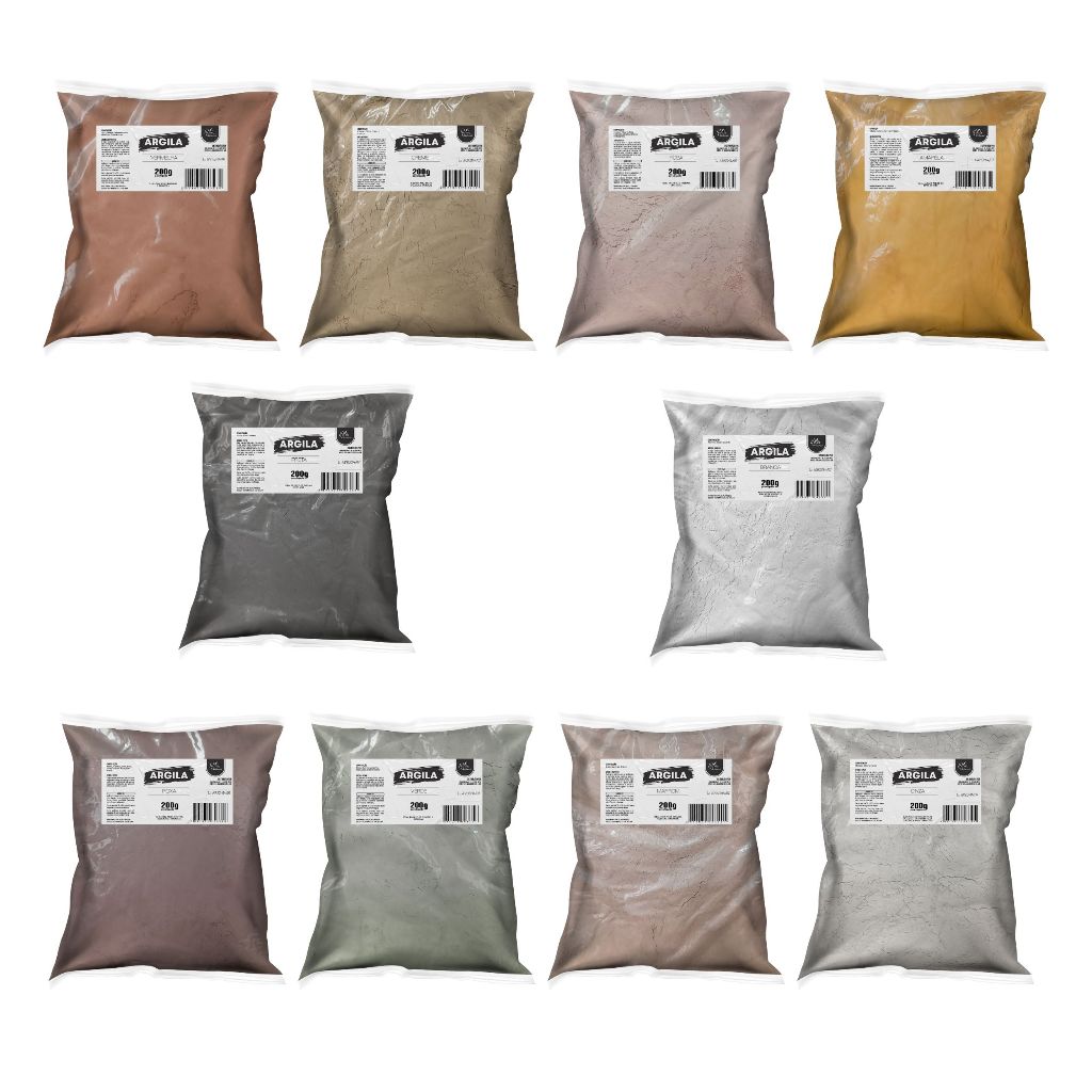 Combo com 10 Argilas 200g Para Todos os Tipos de Pele
