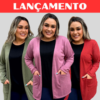Cardigan Plus Size Feminino em Lanzinha