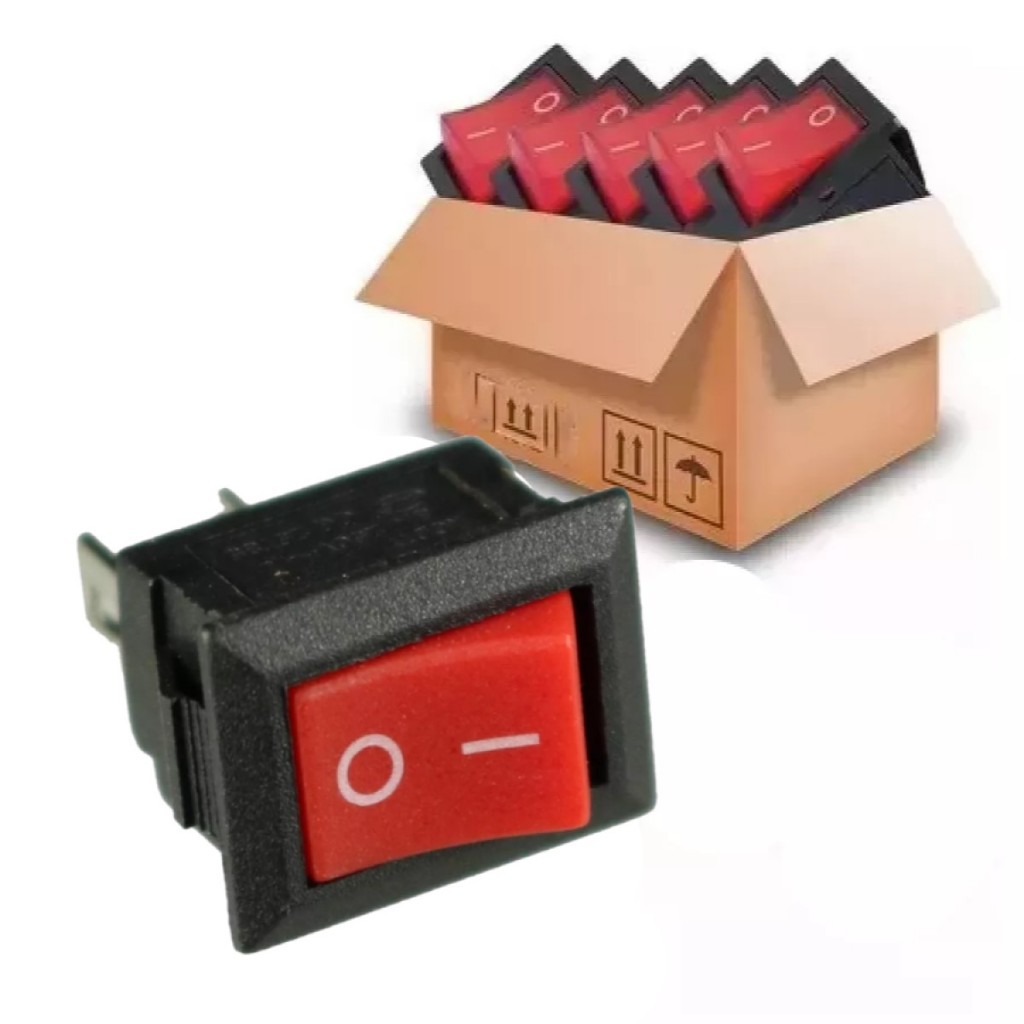 Kit 20 Chaves Gangorra 2 Terminais Vermelha Liga Desliga