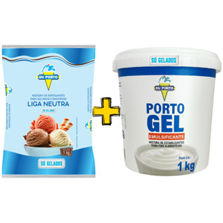 Kit C/ 1 Liga Neutra Du Porto 1Kg + Emulsificante Porto Gel 1kg P/ Sorvete, Picolé, Bolo, Confeitaria, Sobremesa Etc. ENVIO IMEDIATO l NF