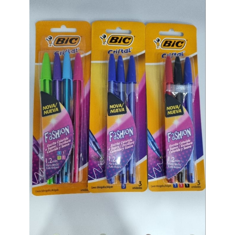 Caneta Esferográfica Bic Cristal Fashion 4 Cores Vivas Ponta Média Escrita Macia  / Papelaria  / Material Escolar